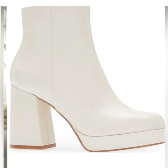 Steve Madden Elie Block Heel Bootie Cream / White Size 7.5 M - Picture 1 of 9